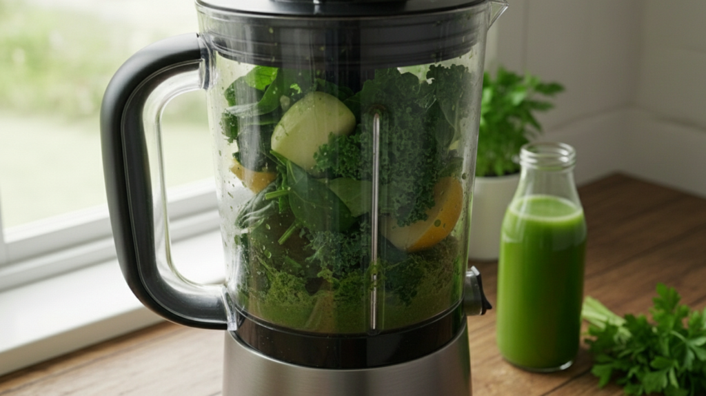 The Classic Green Juice Cleanse Recipe ingredients in blender 