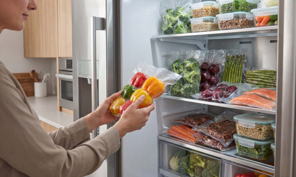 organised fridge with gluten free dairy free items shopping list healthy food