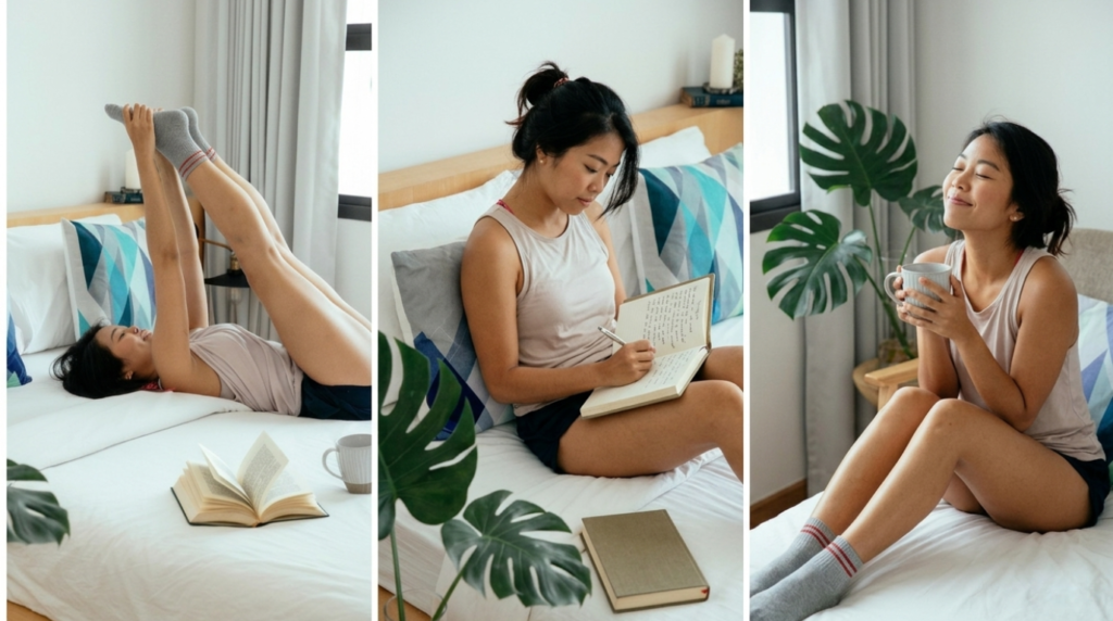 grid of 3 images with the best morning routine for waking up, clarity, nourishing and starting a good day